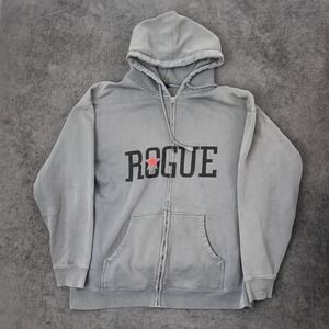 vintage Y2K ROGUE hoodie full zip mens size XL Faded gray streetwear skate